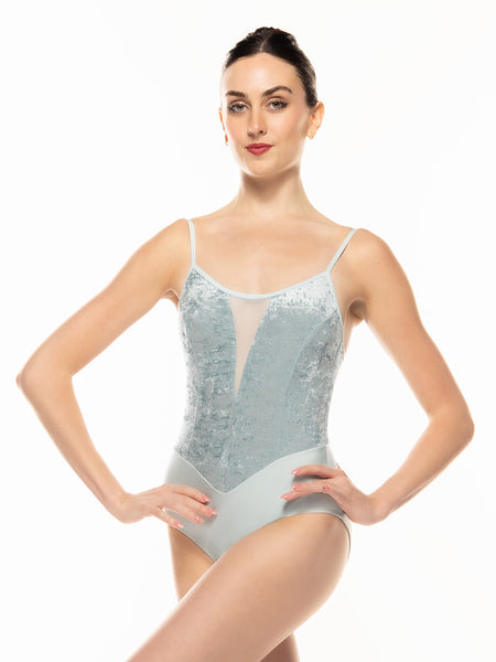Chloe Leotard Baby Blue Distressed Velvet Kids RTW