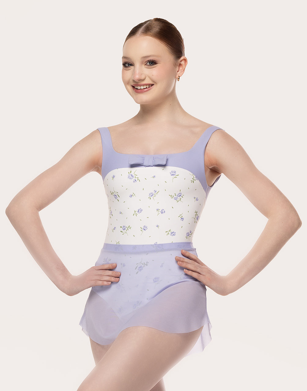 Eleve Dancewear Tulip Skirt Mesh in Lavender color, front close view .