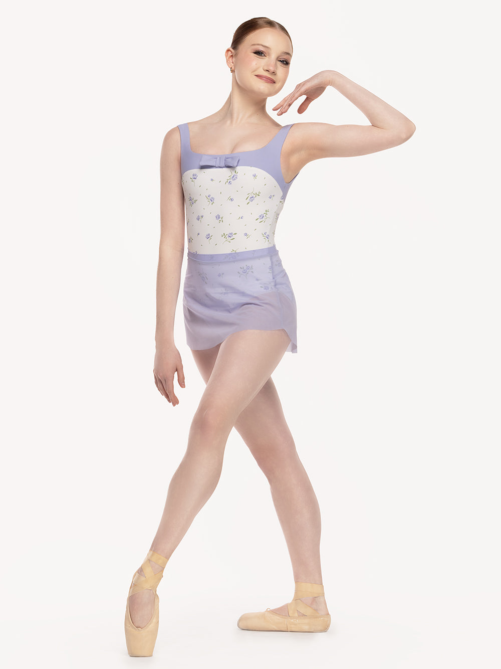 Eleve Dancewear Tulip Skirt Mesh Kids in Lavender color, full front view.