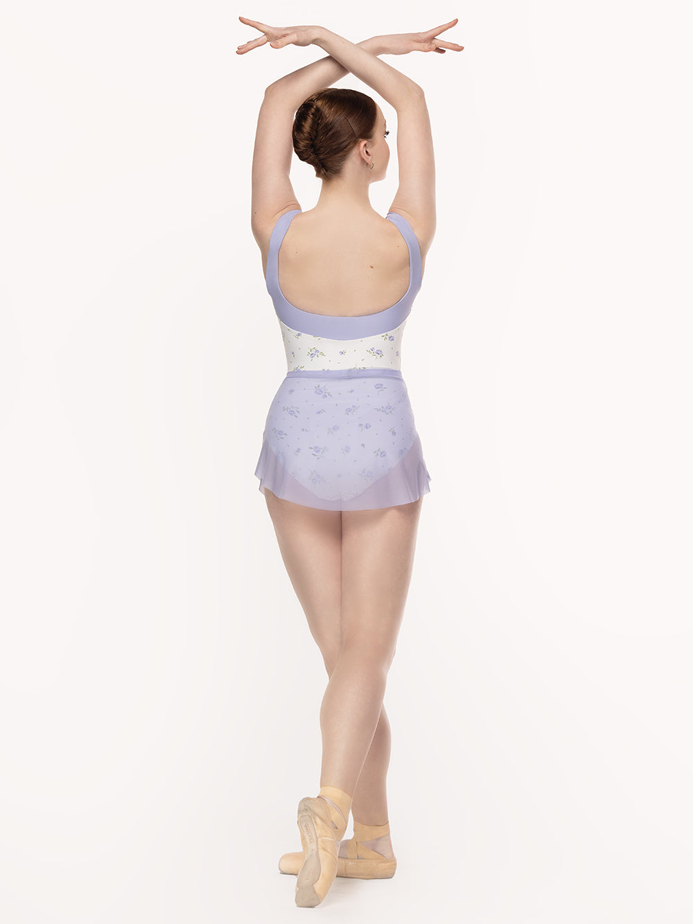 Eleve Dancewear Tulip Skirt Mesh Kids in Lavender color, full back view.