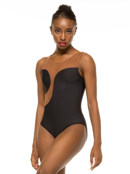 Luna Black Mocha Mesh Kids Leotard RTW