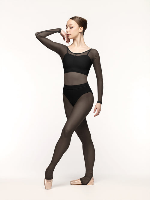 Stirrup Back Seam Tights Black Mesh Kids RTW