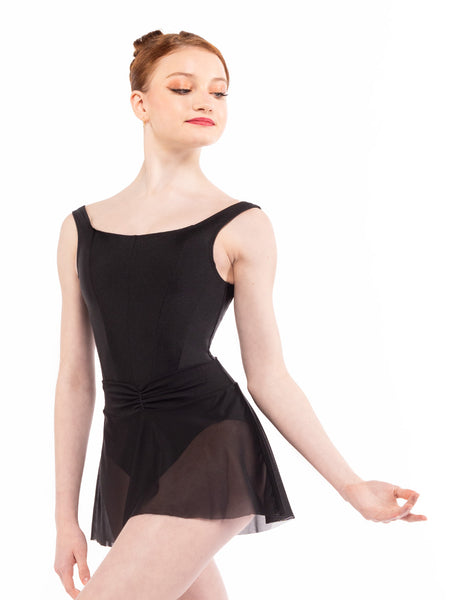 Dancer is facing front, wearing Amora Skirt Black Mesh RTW.