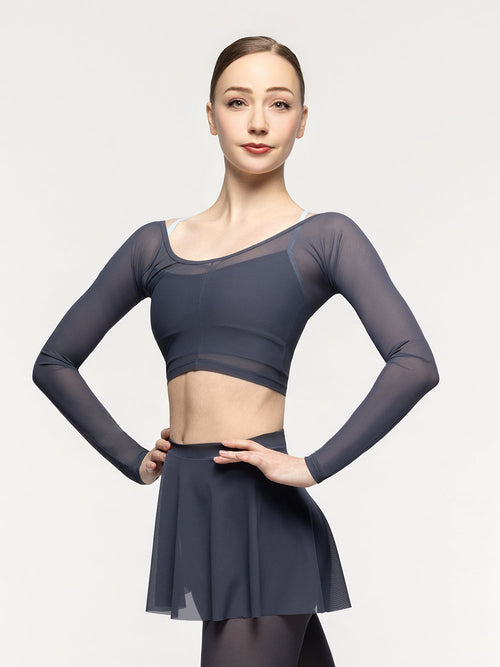 Back Seam Crop Top Graphite Mesh Kids RTW