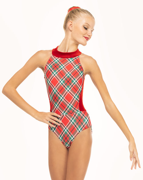 Elysa Leotard Holiday Plaid Evergreen Kids RTW