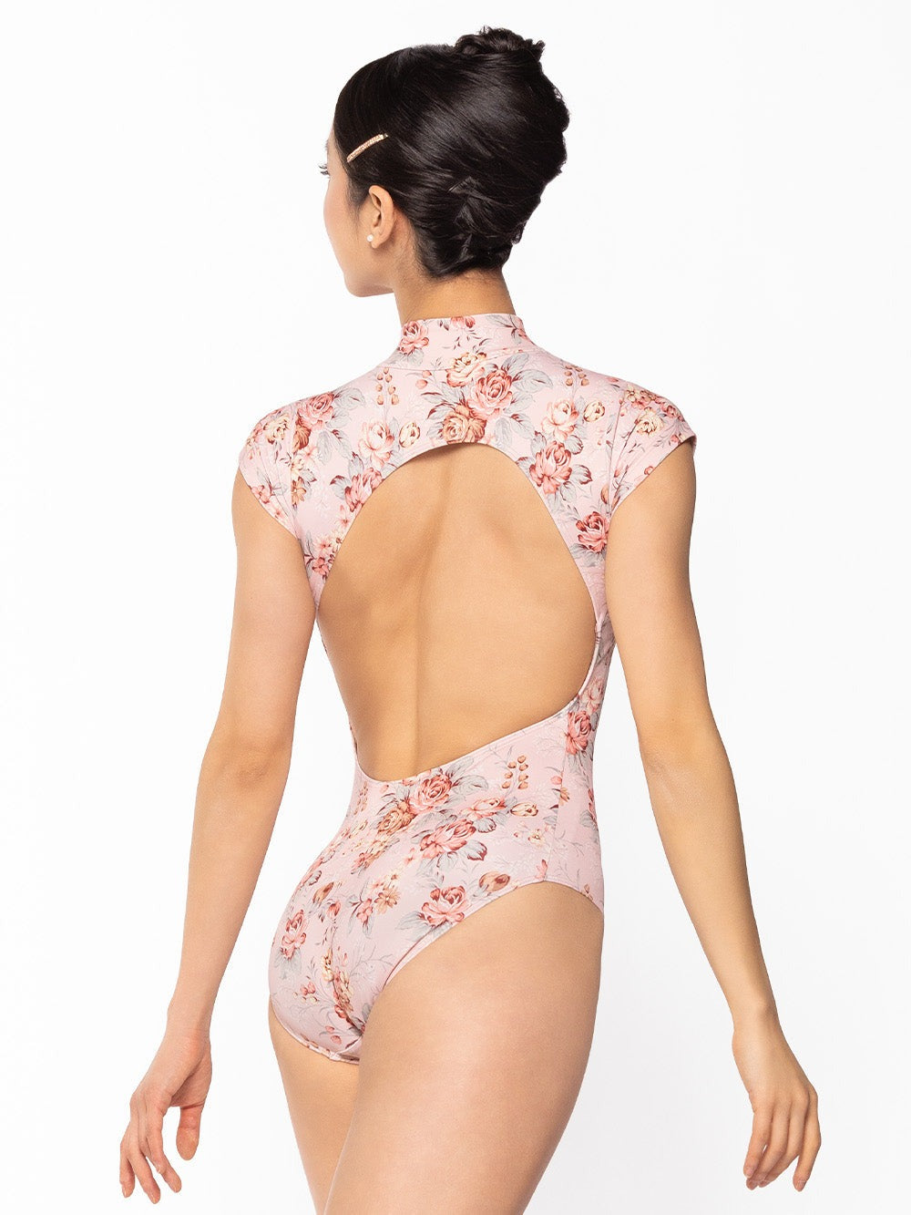 Dancer is facing back, wearing a Molly Leotard Love Letter RTW.