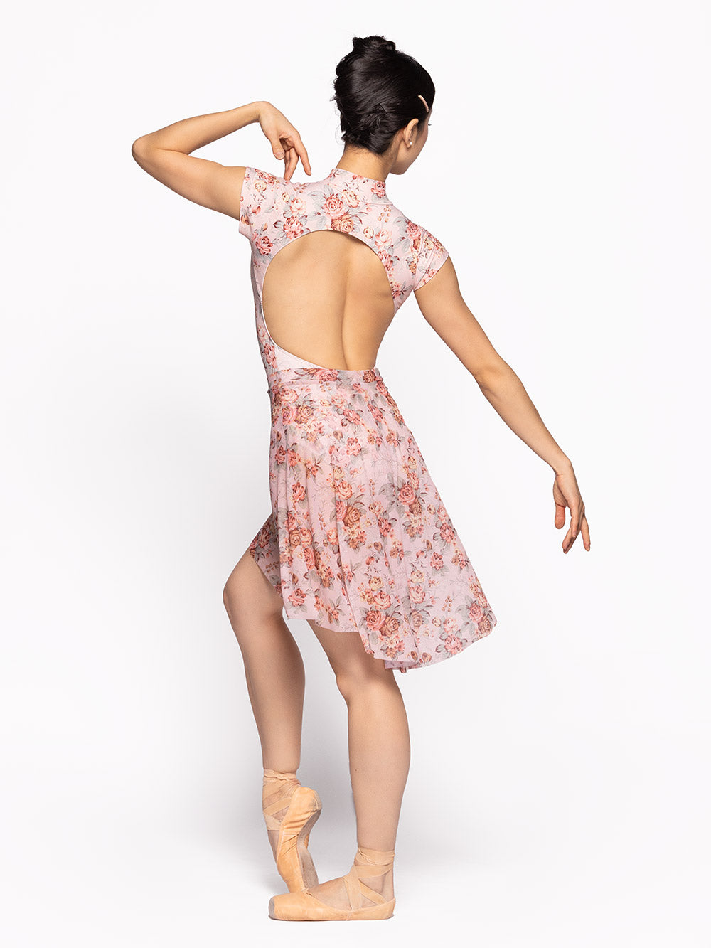 Dancer is facing back, wearing a Molly Leotard Love Letter RTW.