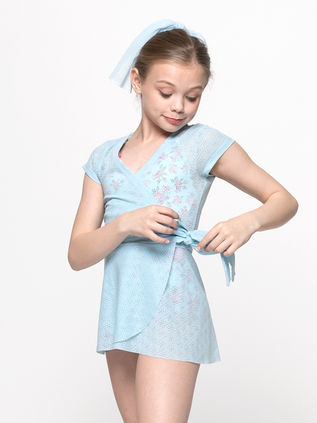 Model in Lace Wrap Dress