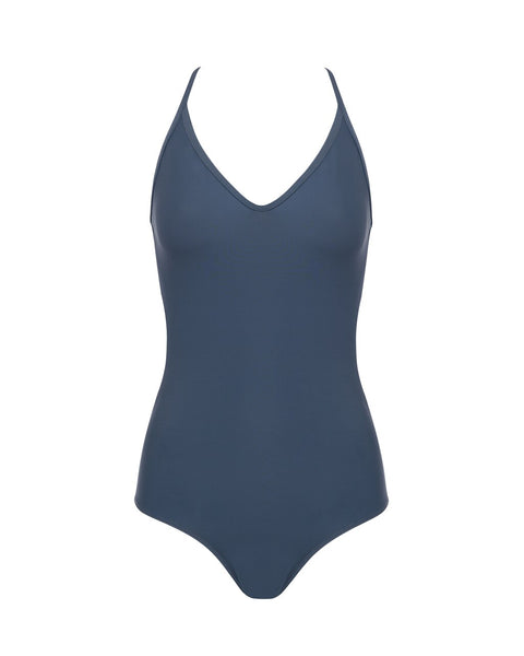 racerback style leotard with v-neck front