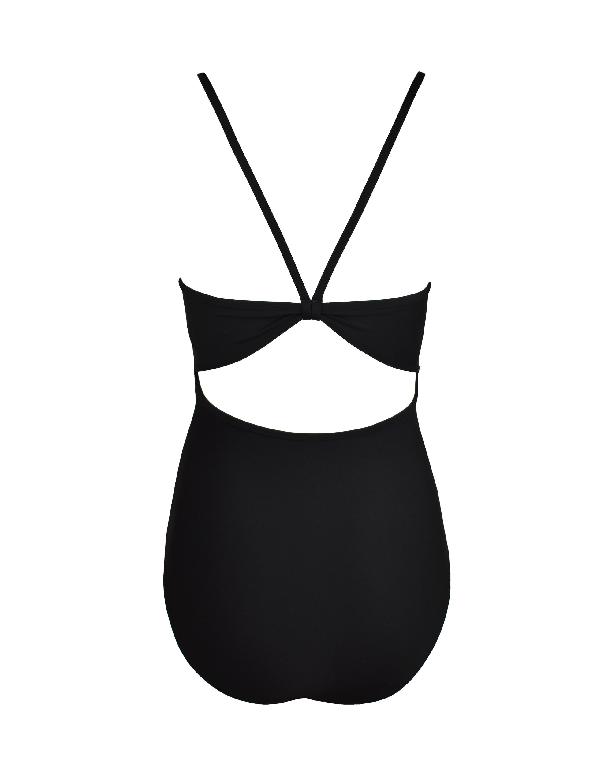 back of black leotard with open back