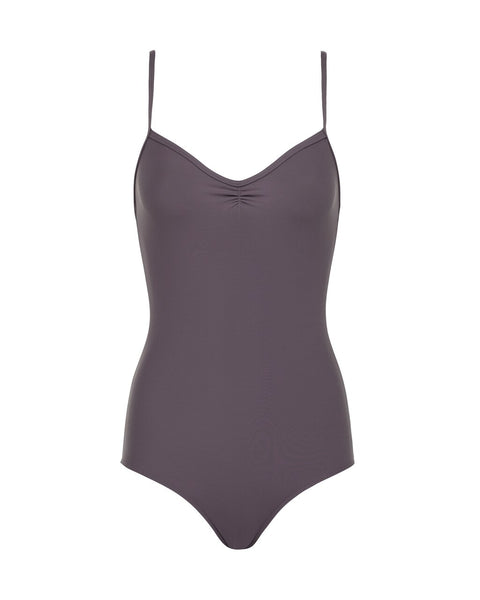 Front camisole style leotard with a pinched front