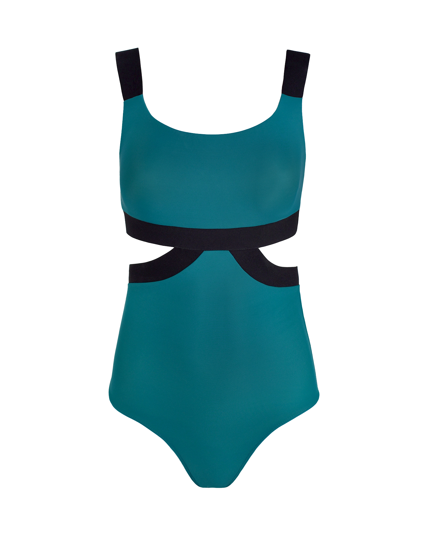Front of Deep emerald green leotard with black trim