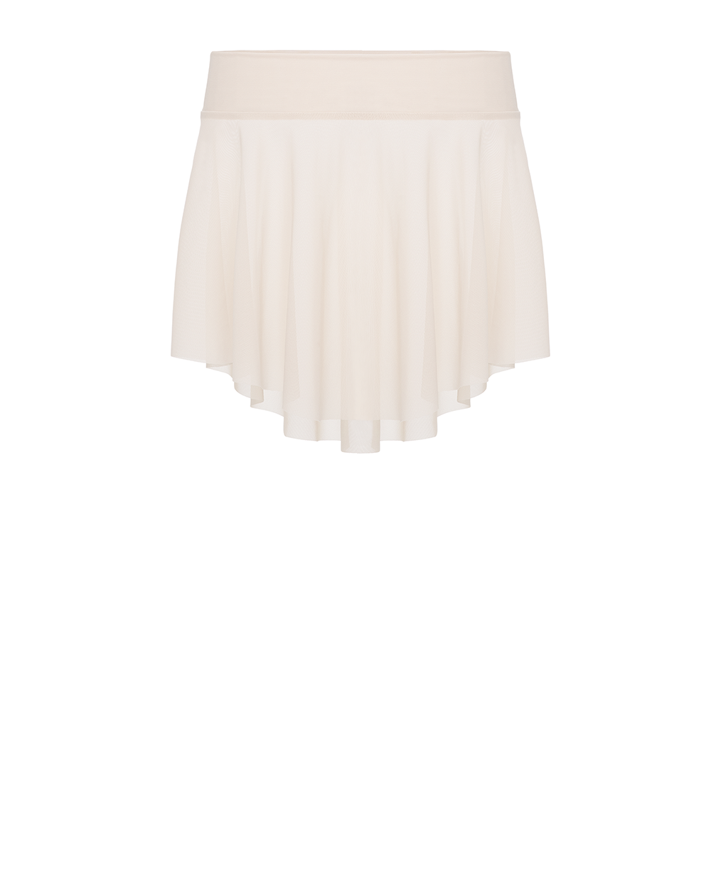 Front of White skirt with cream white mesh