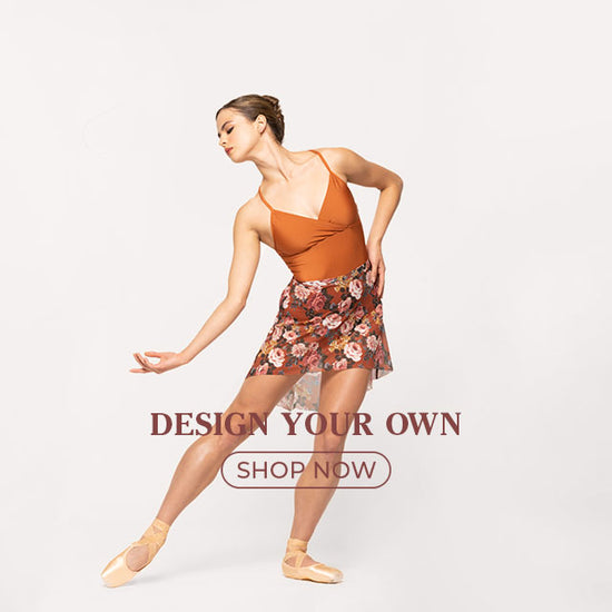 Eleve Dancewear Design Your Own Shop Now Banner with a dancer posing