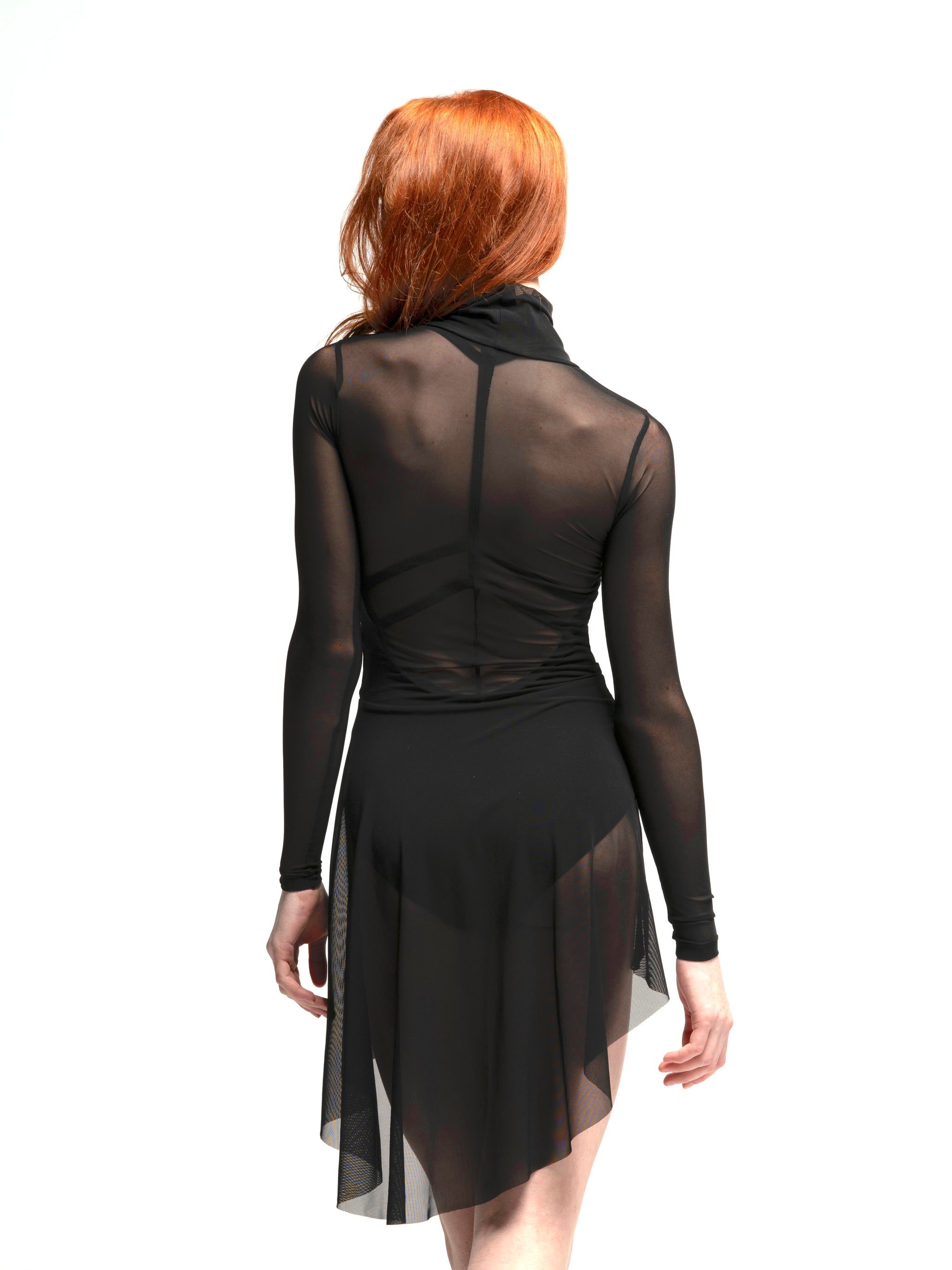 Custom Asymmetrical Dress - Mesh Asymmetrical Dress with Zipper Custom Asymmetrical Dress - Mesh Asymmetrical Dress with Zipper