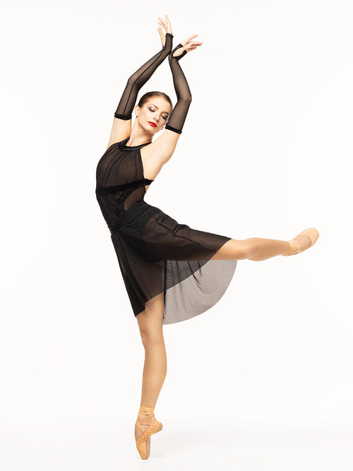 Amora Long High-Low Skirt Black Mesh Kids RTW