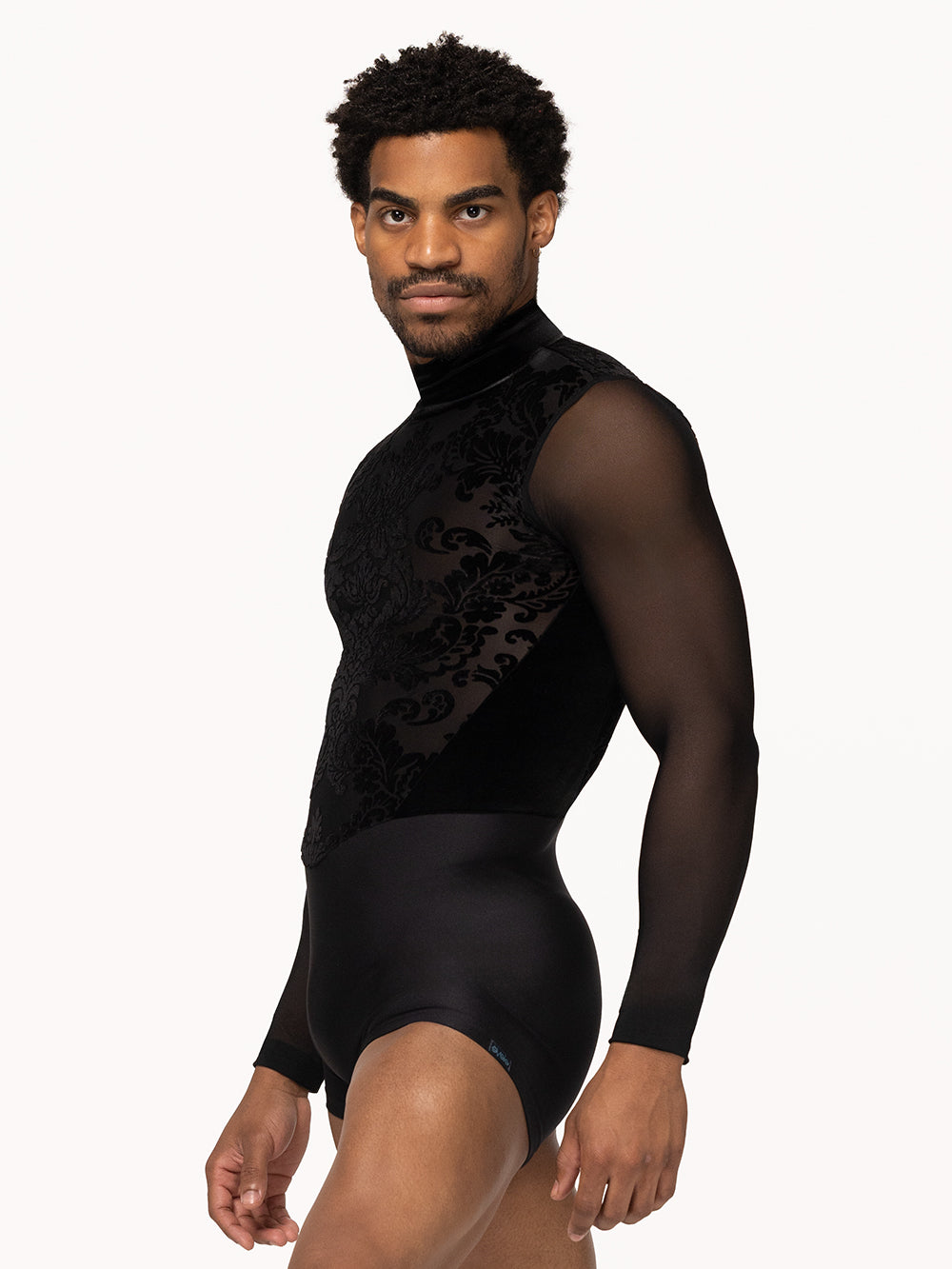 Eleve Dancewear Charles Biketard in Black Baroque, profile view. 