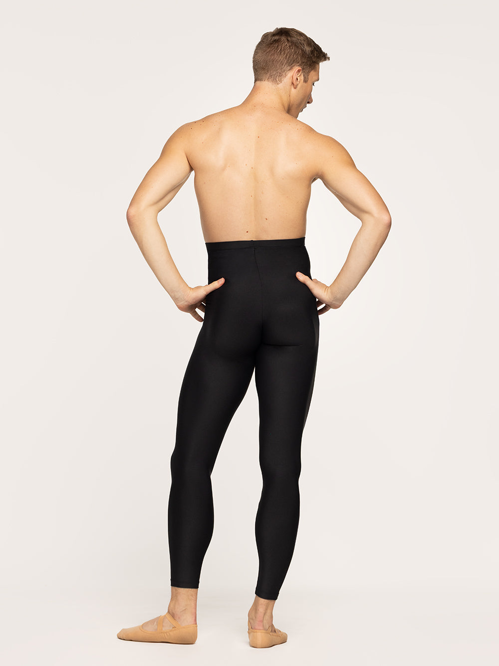Eleve Dancewear Sean Tights in Soft Black, back view.