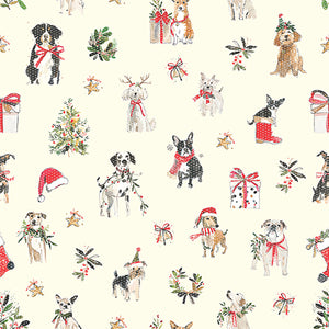  Christmas Dogs Cream Mesh