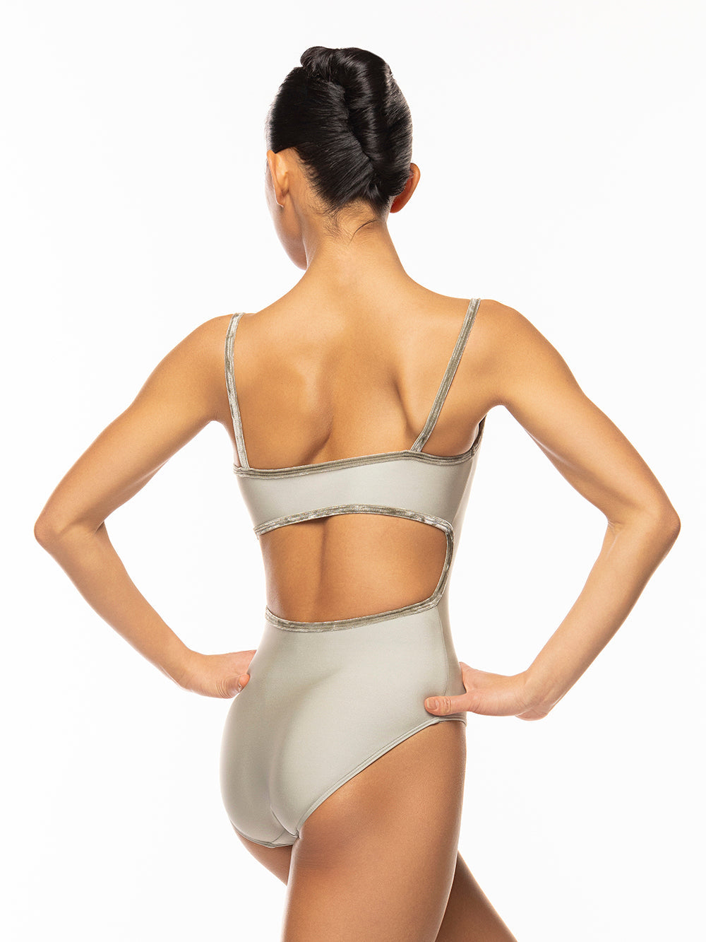 Eleve Dancewear Helena Leotard in Dust print color, back view