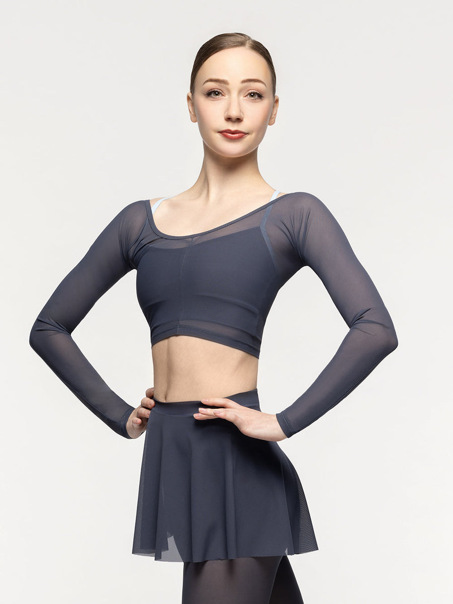 Back Seam Crop Top Graphite Mesh Kids RTW – Elevé Dancewear