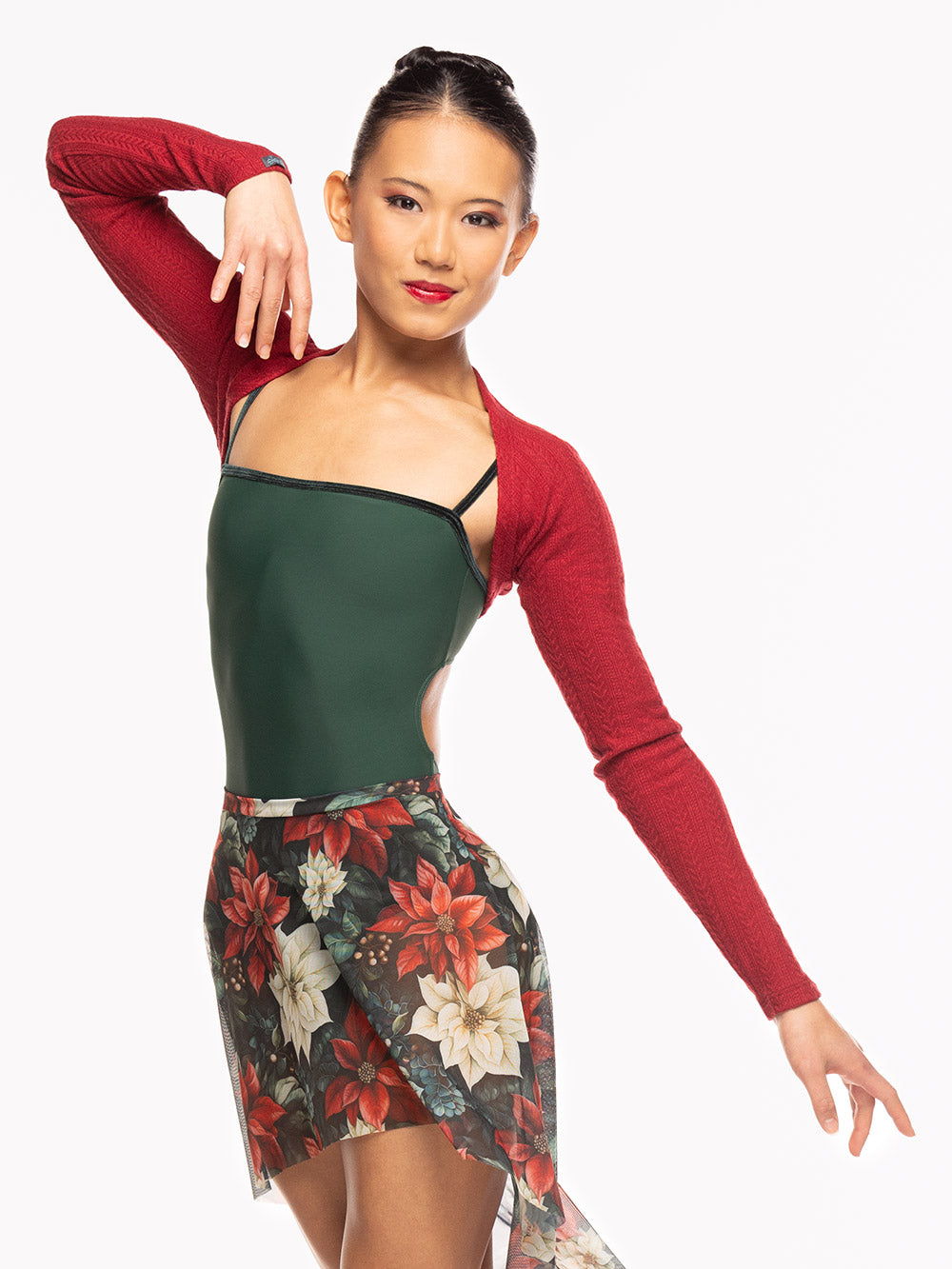 Women's Red Knit Shrug for Over Dance Costumes