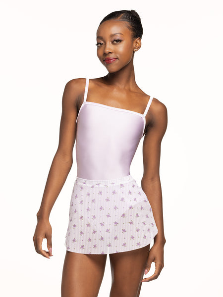 Eleve Dancewear Tulip Skirt Kids in Love Poem print, front view.