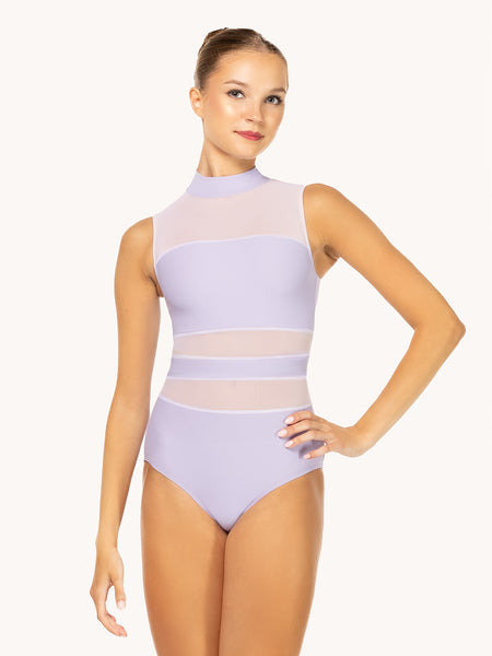 Eleve Dancewear Zoe Leotard in Lavender color, front view.