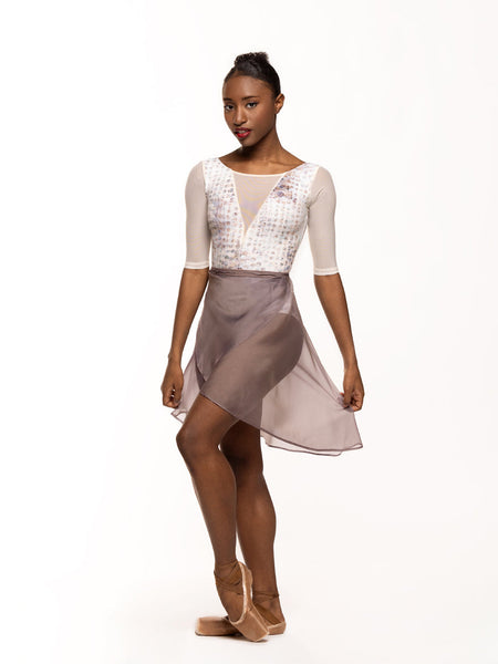 Vienna Mid High-Low Wrap Skirt Truffle Chiffon RTW