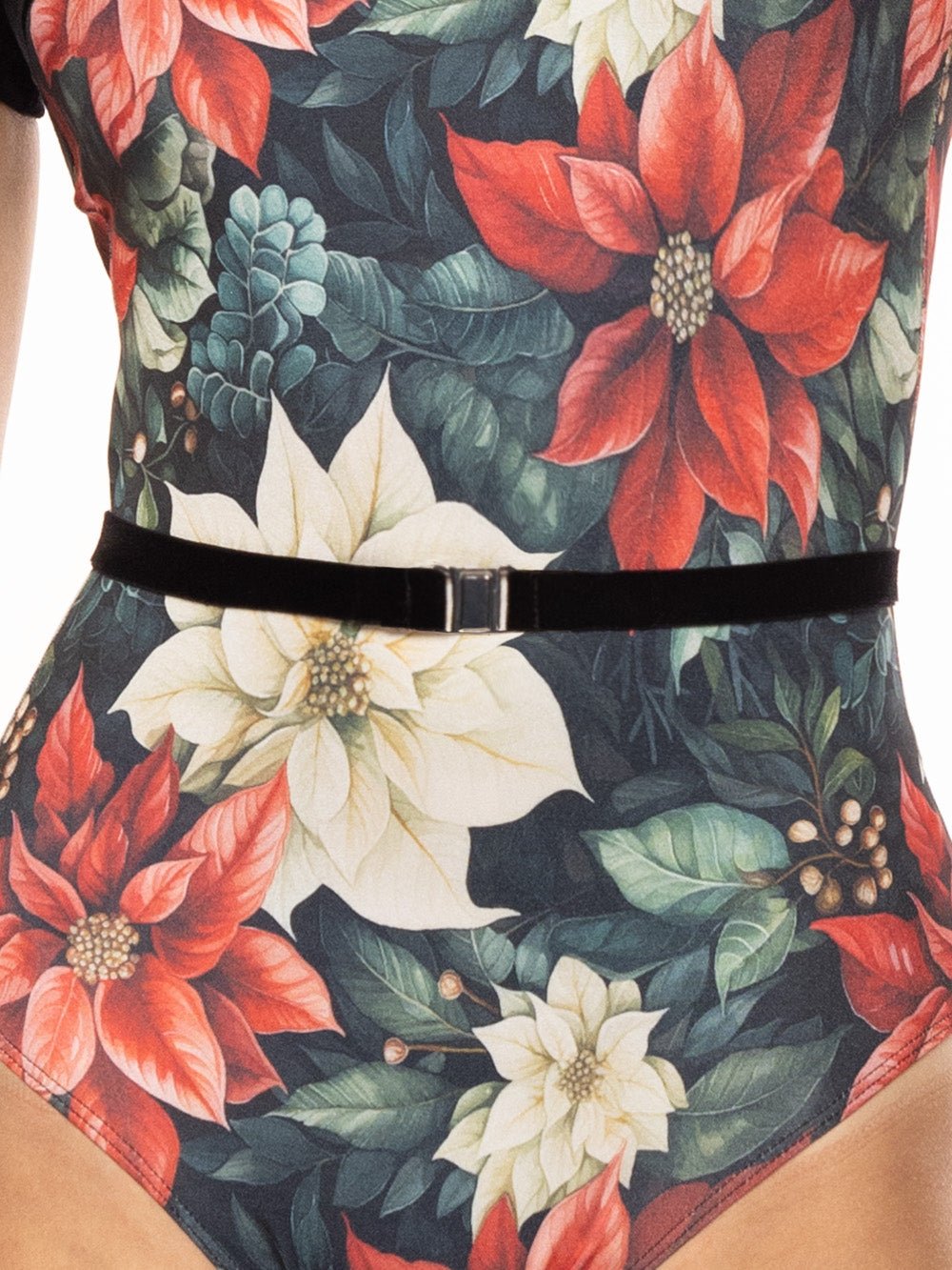 Eleve Dancewear Alignment Belt in Black Velvet print color, front view