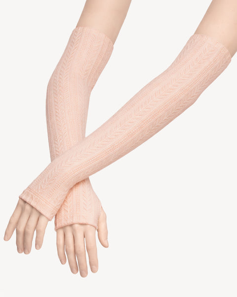 Eleve Dancewear Arm Warmers Knit in Rosewater color, front view