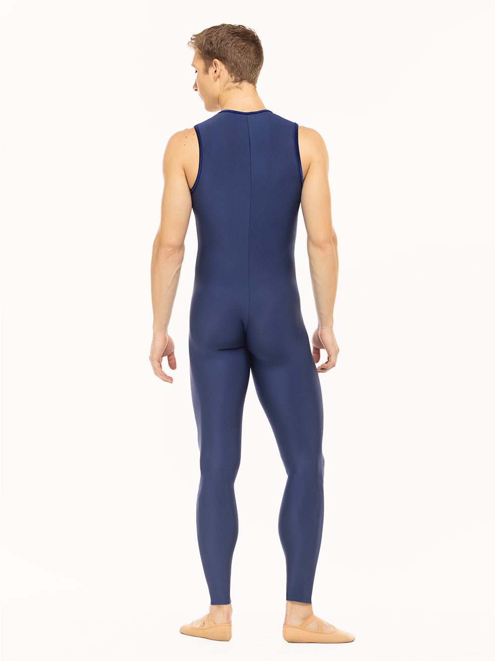 Eleve Dancewear Nathan Unitard in Sapphire color, back view.
