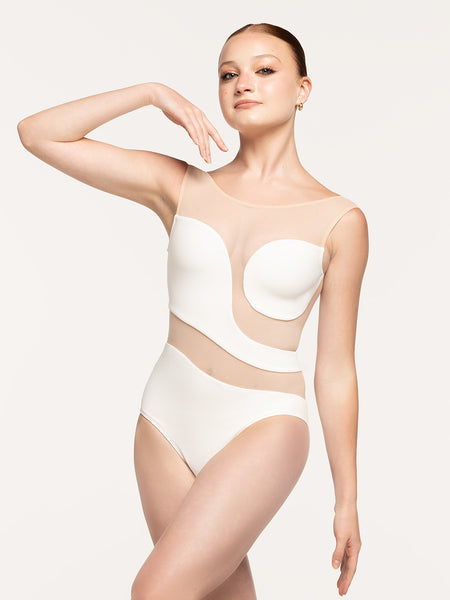 Lunata Leotard Stage White Sand Mesh RTW