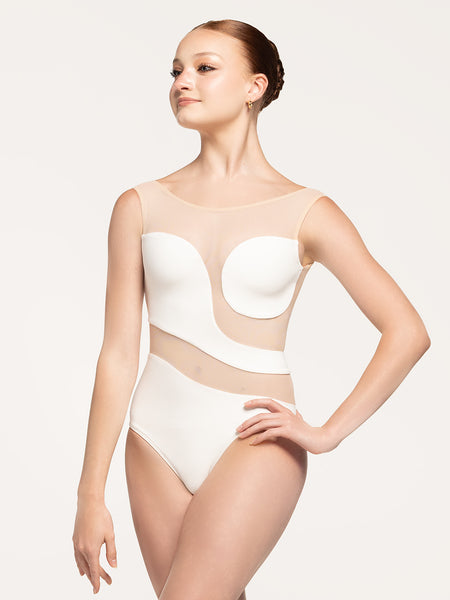 Lunata Leotard Stage White Sand Mesh Kids RTW