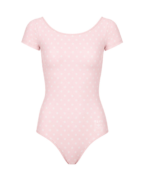 T&Y Ballet Studio Toronto Little Dancers Nadine Leotard Light Pink & White Polka Dot Cap