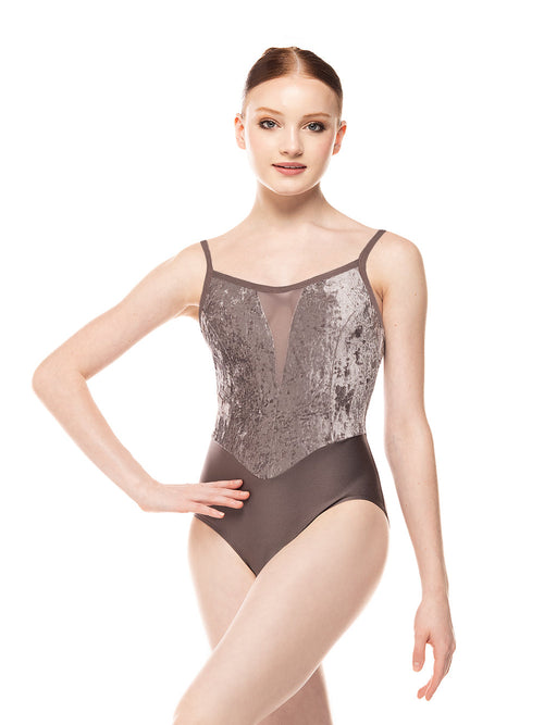 Chloe Leotard Truffle Distressed Velvet Kids RTW