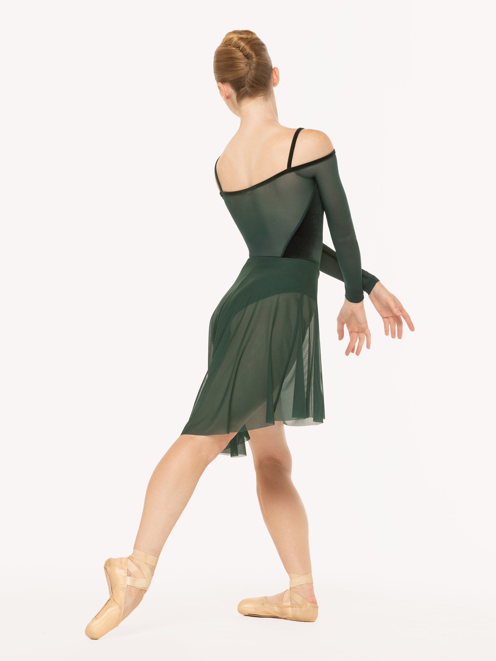 Eleve Dancewear Tatiana Leotard Kids in Alpine color, detail back view of dancer posing