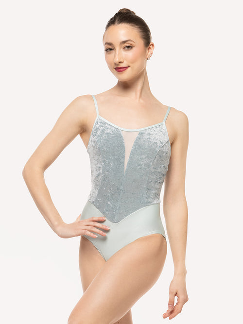 Chloe Leotard Baby Blue Distressed Velvet Kids RTW