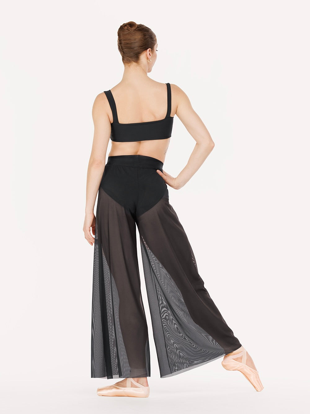 mesh dress pants ASOS Design sheer mesh wide leg contrast lace trim pants in brown
