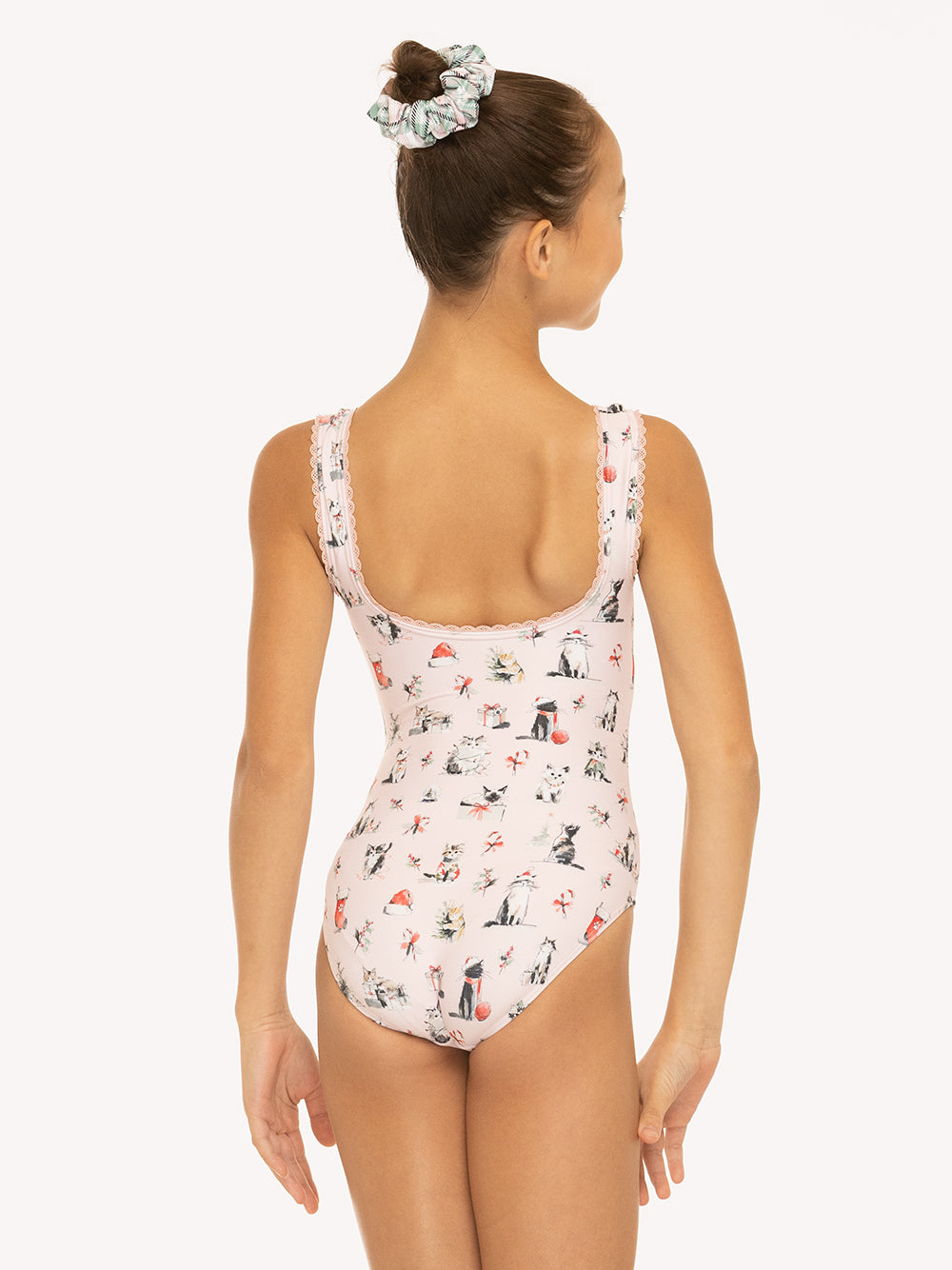 Eleve Dancewear Lina Leotard in Christmas Cats print, back view