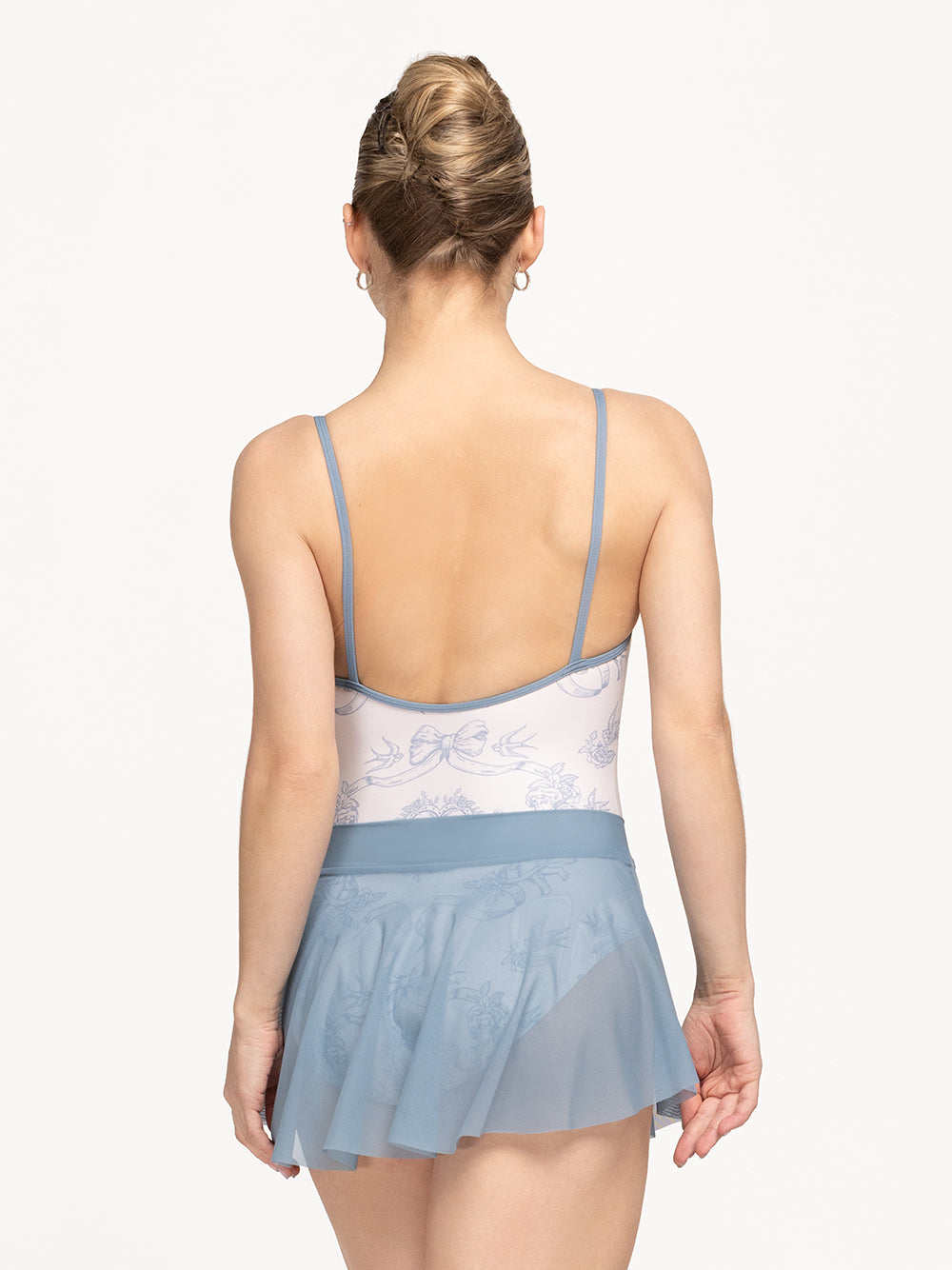 Eleve Dancewear Hipster Skirt Kids in Light Jean Mesh print color, back view