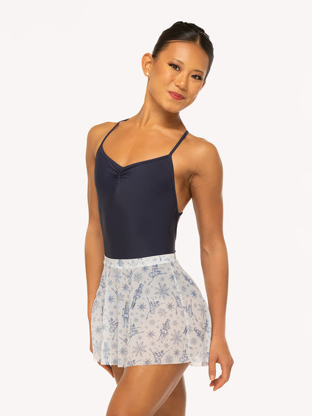 Eleve Dancewear Winni Skirt Kids in Snow Scene Mesh print, front view
