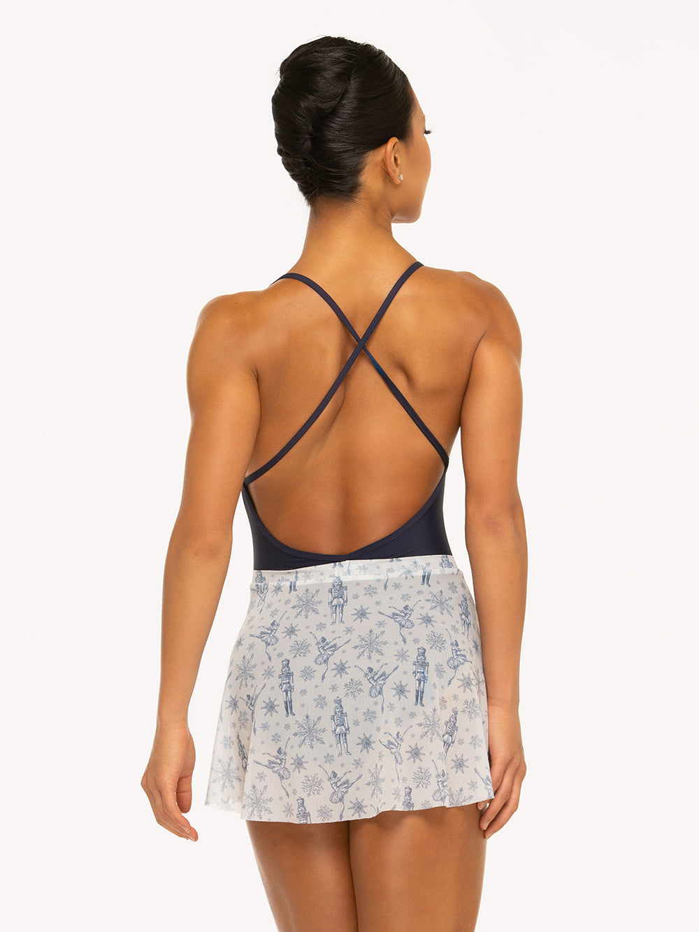 Eleve Dancewear Winni Skirt Kids in Snow Scene Mesh print, back view