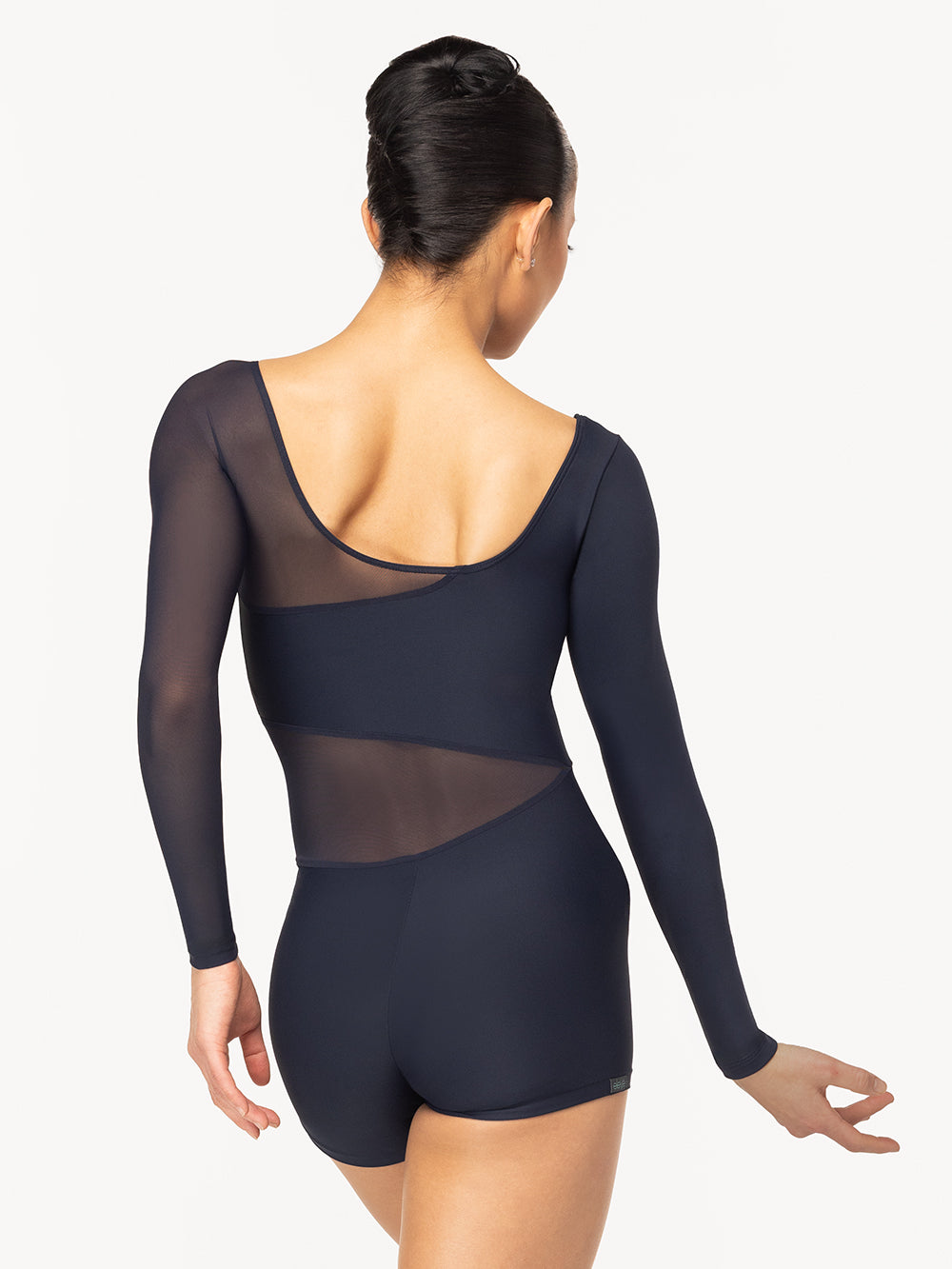 Eleve Dancewear Amelie Biketard Kids in Eclipse color, back detail view. 