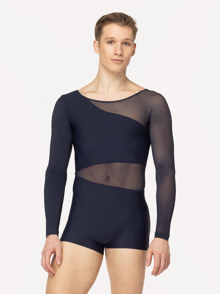Eleve Dancewear Andrew Biketard in Eclipse color, front view. 