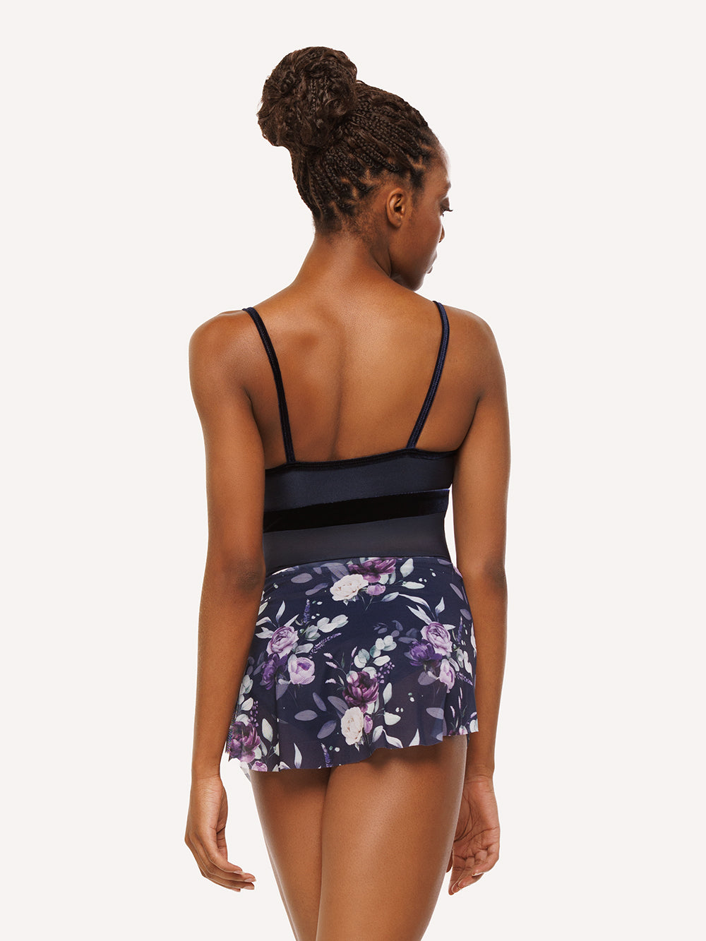 Eleve Dancewear Tulip Skirt in Moonlit Garden Eclipse Mesh print color, detail back view