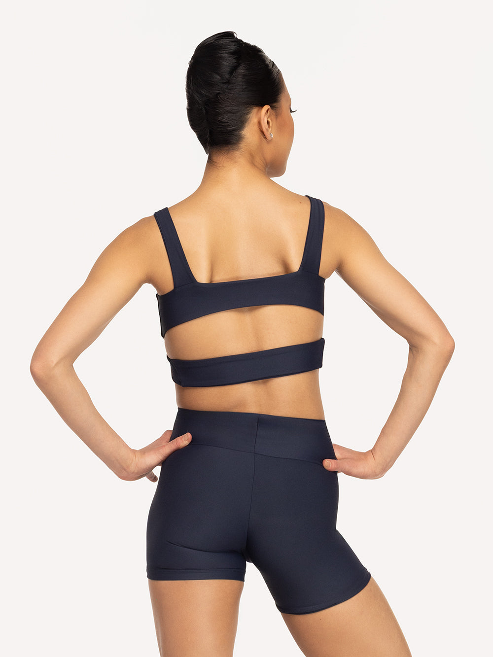 Eleve Dancewear Jackie Crop Top in Eclipse color, back view