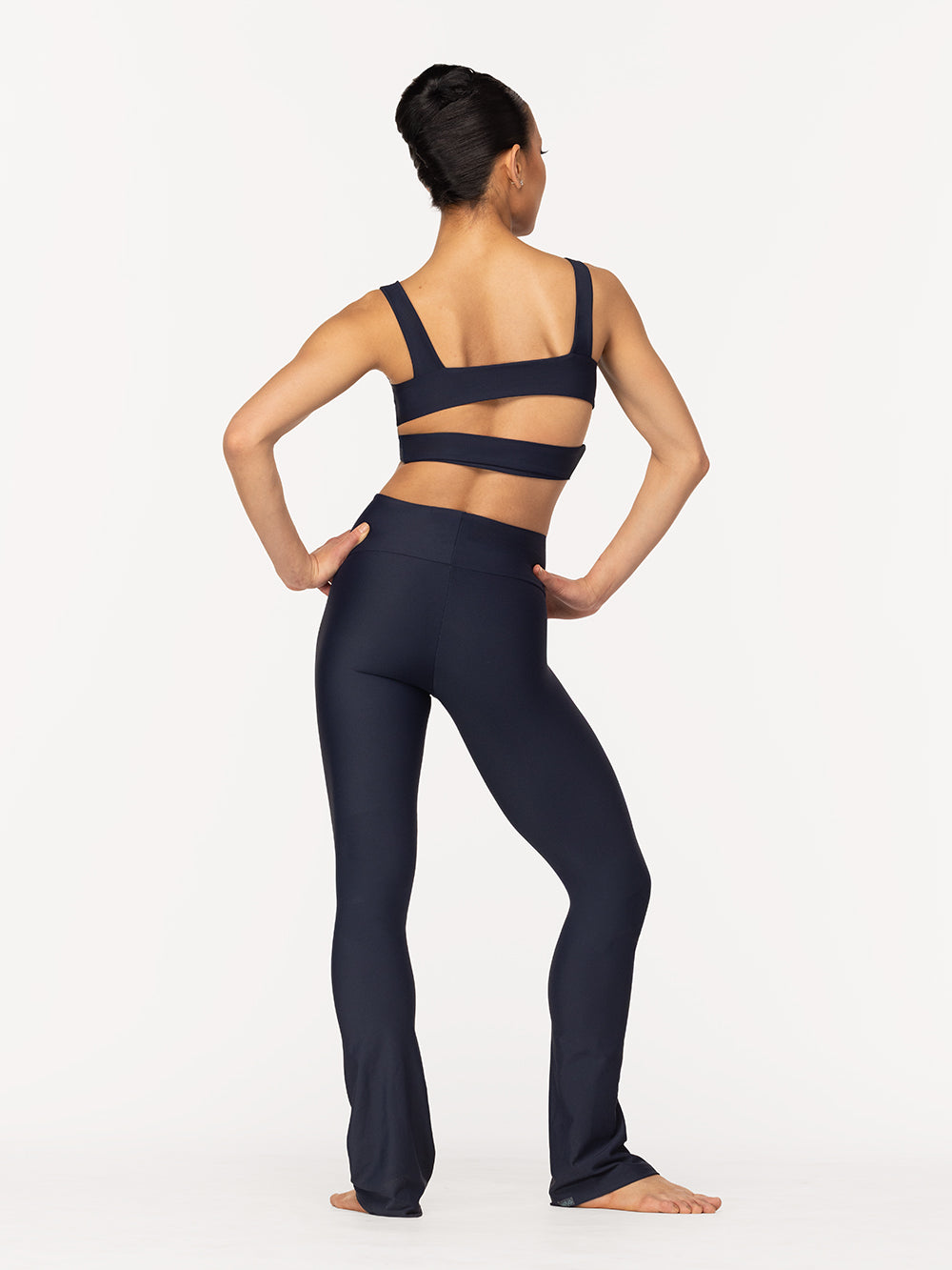 Eleve Dancewear Jackie Crop Top in Eclipse color, back full body view