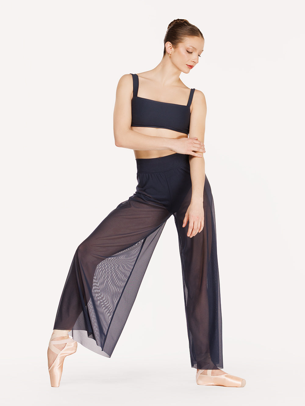 Eleve Dancewear LC Crop Top Kids in Eclipse color, front detail view