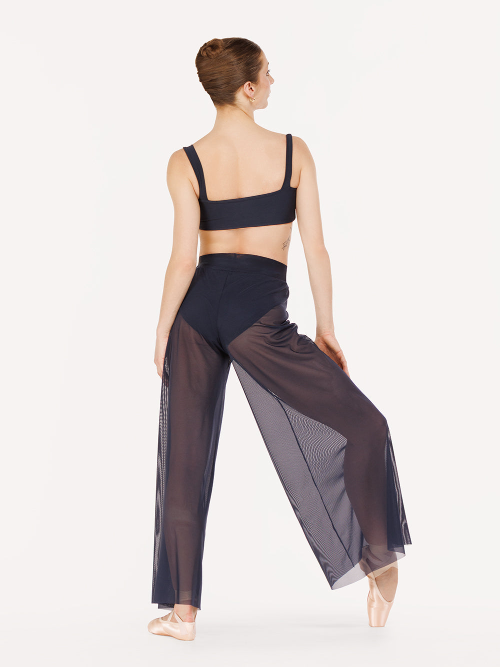 Eleve Dancewear A-Line Pants in Eclipse Mesh color, back view